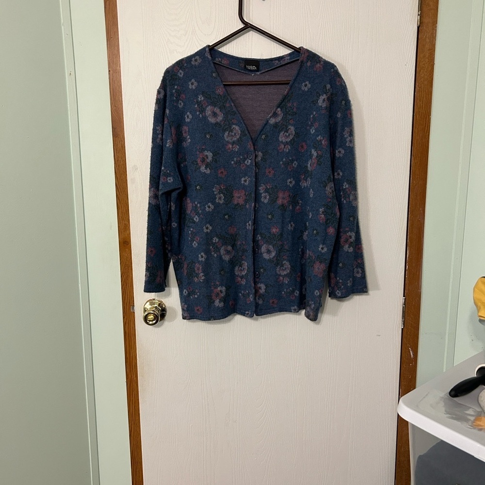 Loom Wear Floral Blue Cardigan PTP 24”